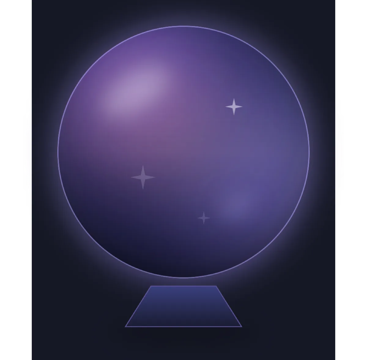 The crystal ball at rest, faintly glowing.